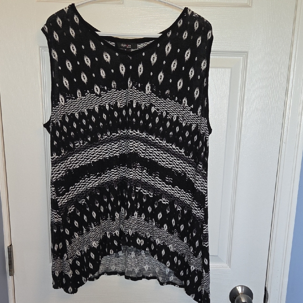 Style & Co. Black and White Patterned Tank Top